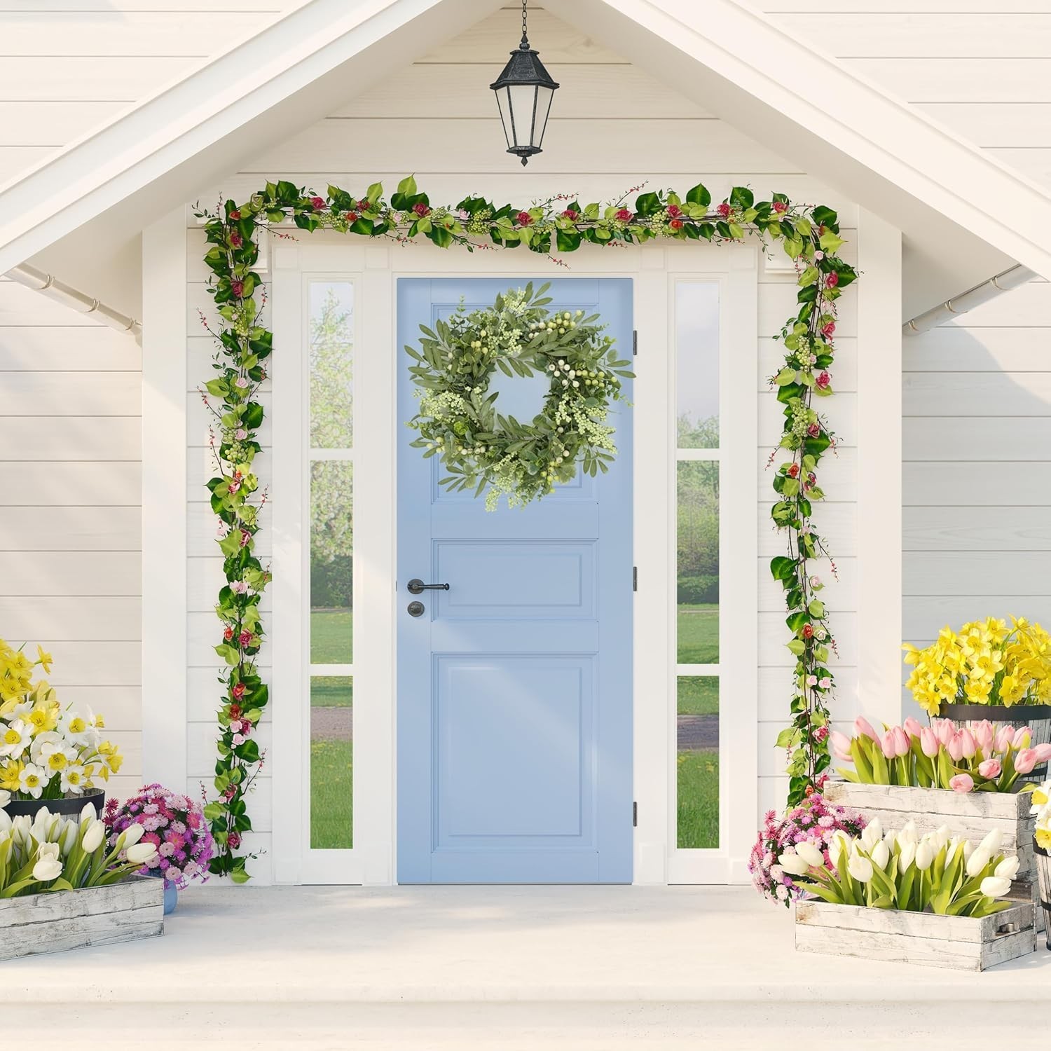 Eucalyptus Wreath 20 Inch Indoor Outdoor Front Door Farmhouse Decor
