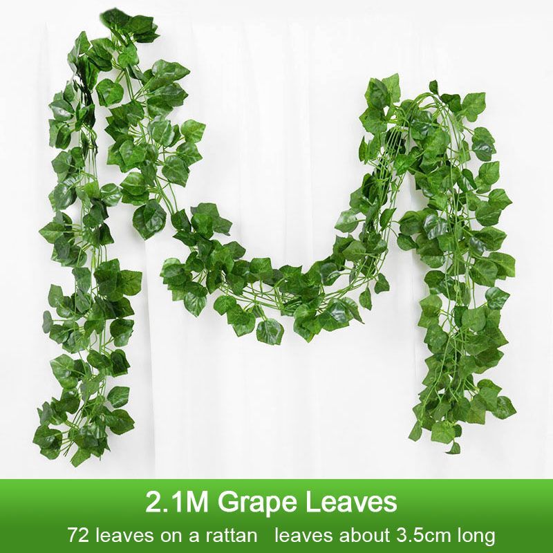 12pcs 2.1m Artificial Green Leaves Hanging Plant Vine Home And Garden Decor HOT