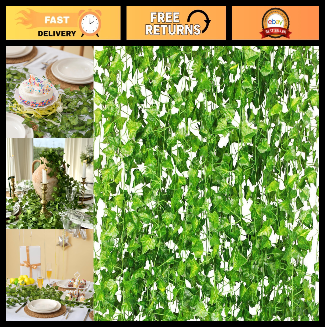 24 Pack 168FT Artificial Ivy Vines – Greenery Garland for Home, Wedding, Party D