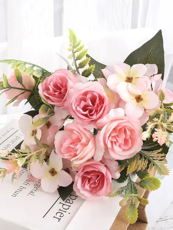 Home Decor Roses Autumn Artificial Flowers Silk Peony Hydrangea Big Bride