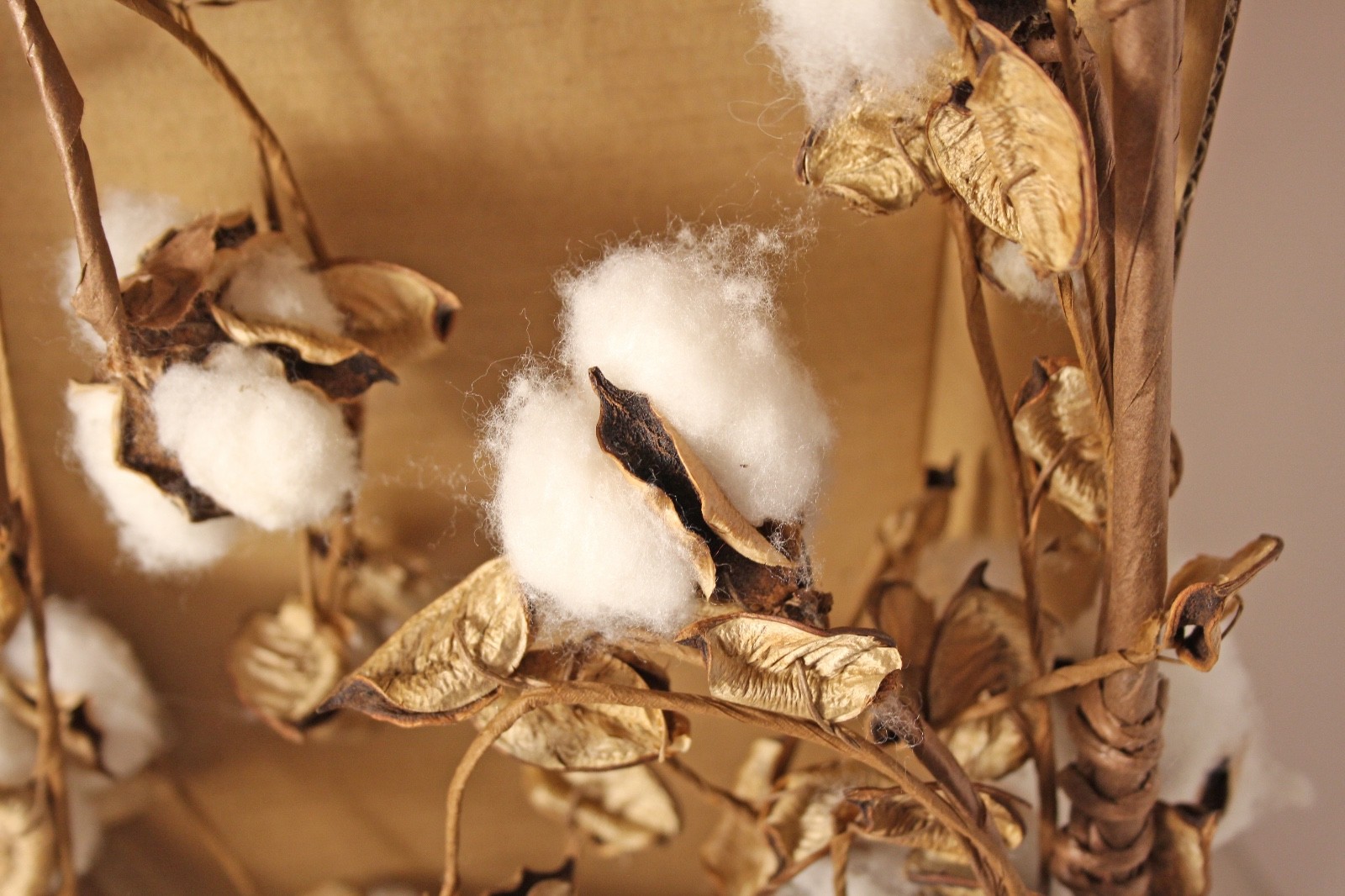 Dried Cotton Ball Boll Foliage Bendable Southern Garland Swag Decor 70 In.