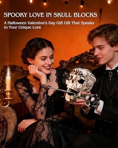 Skull Rose Bouquet Building Set Compatible with Lego Flowers for Adult