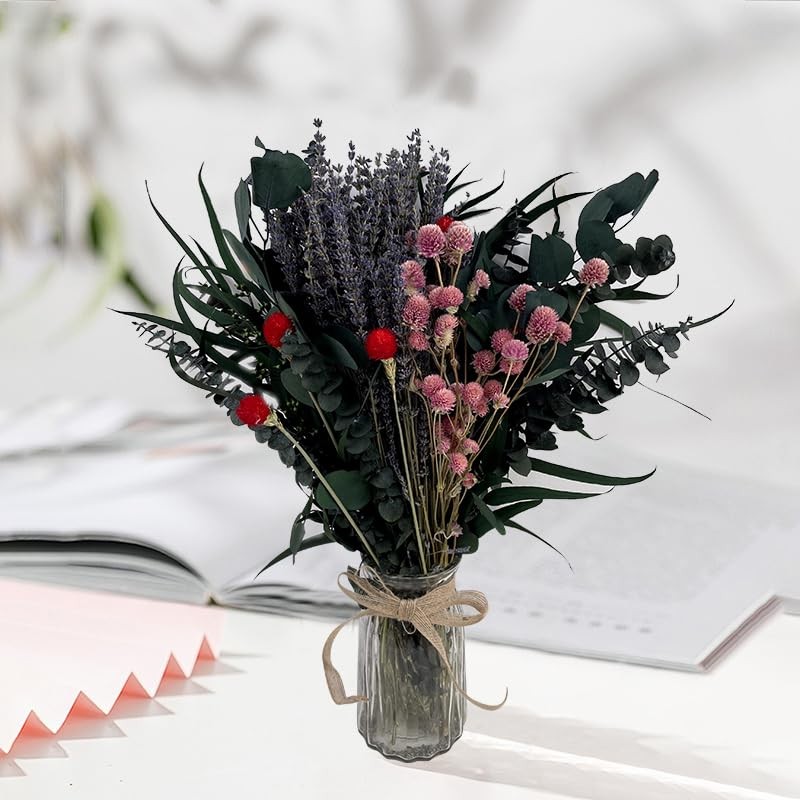 128 PCS Mix Dried Eucalyptus & Lavender Flowers Bundles for Shower, 17” Natu…