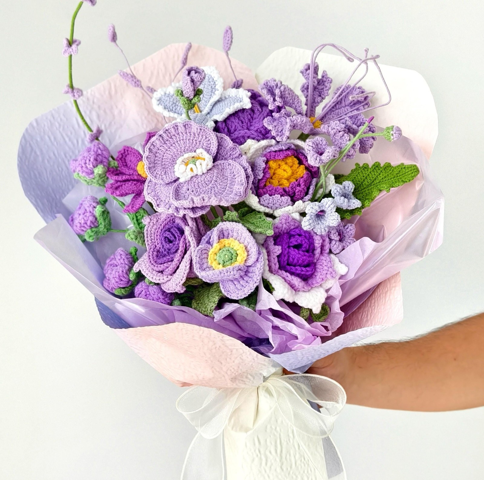 Crochet Rose Bouquet Handmade Yarn Flowers Forever Flower Keepsake Gift for Her