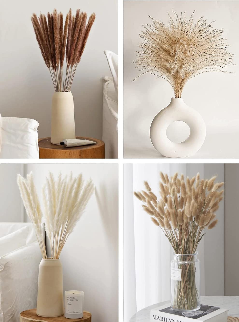 Dried Pampas Grass Decor 110 PCS Dried Plants,Dried Flowers Natural pompas Fl…