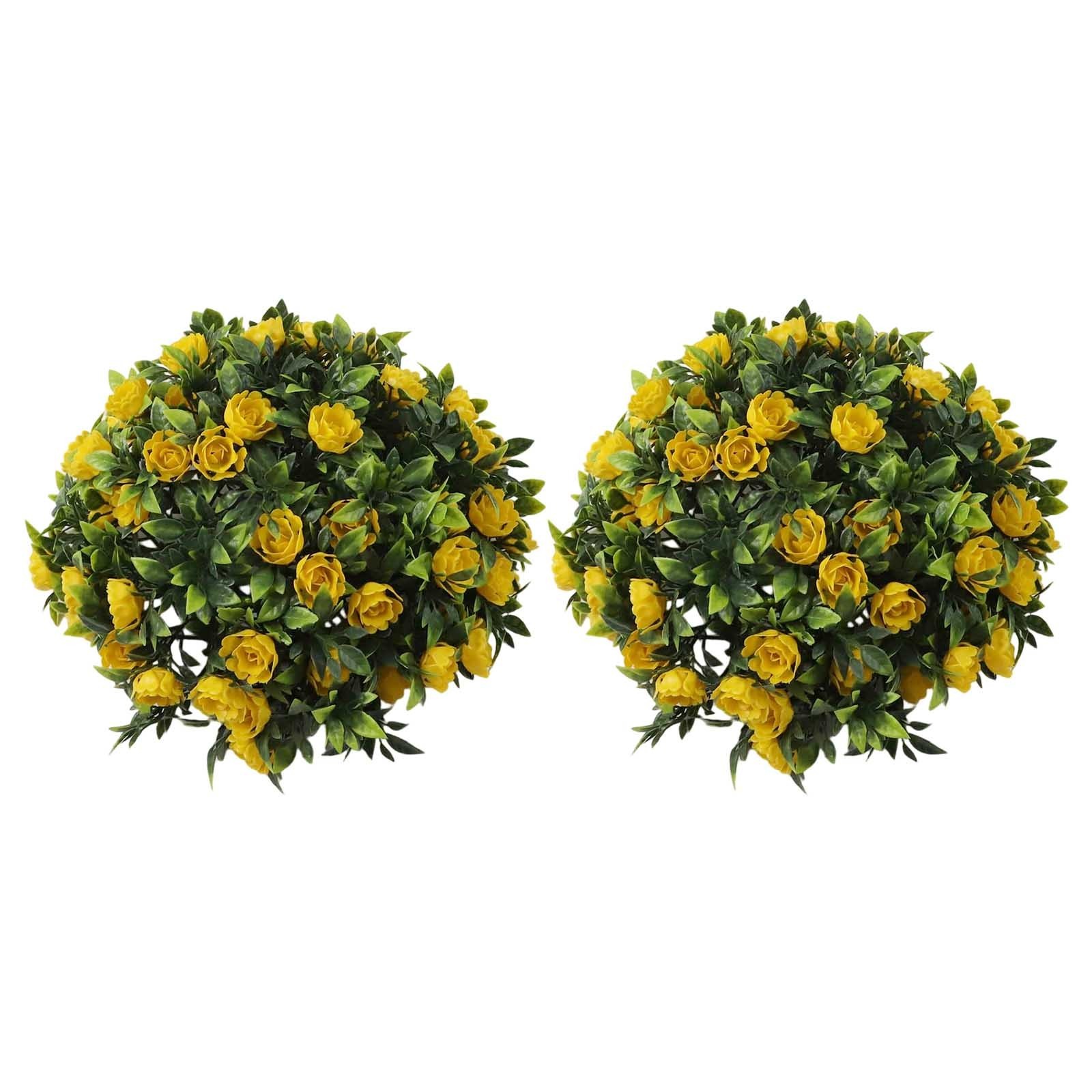 Set of 2 Faux Plant Balls Artificial Flower Balls 25cm for Hanging Decoration