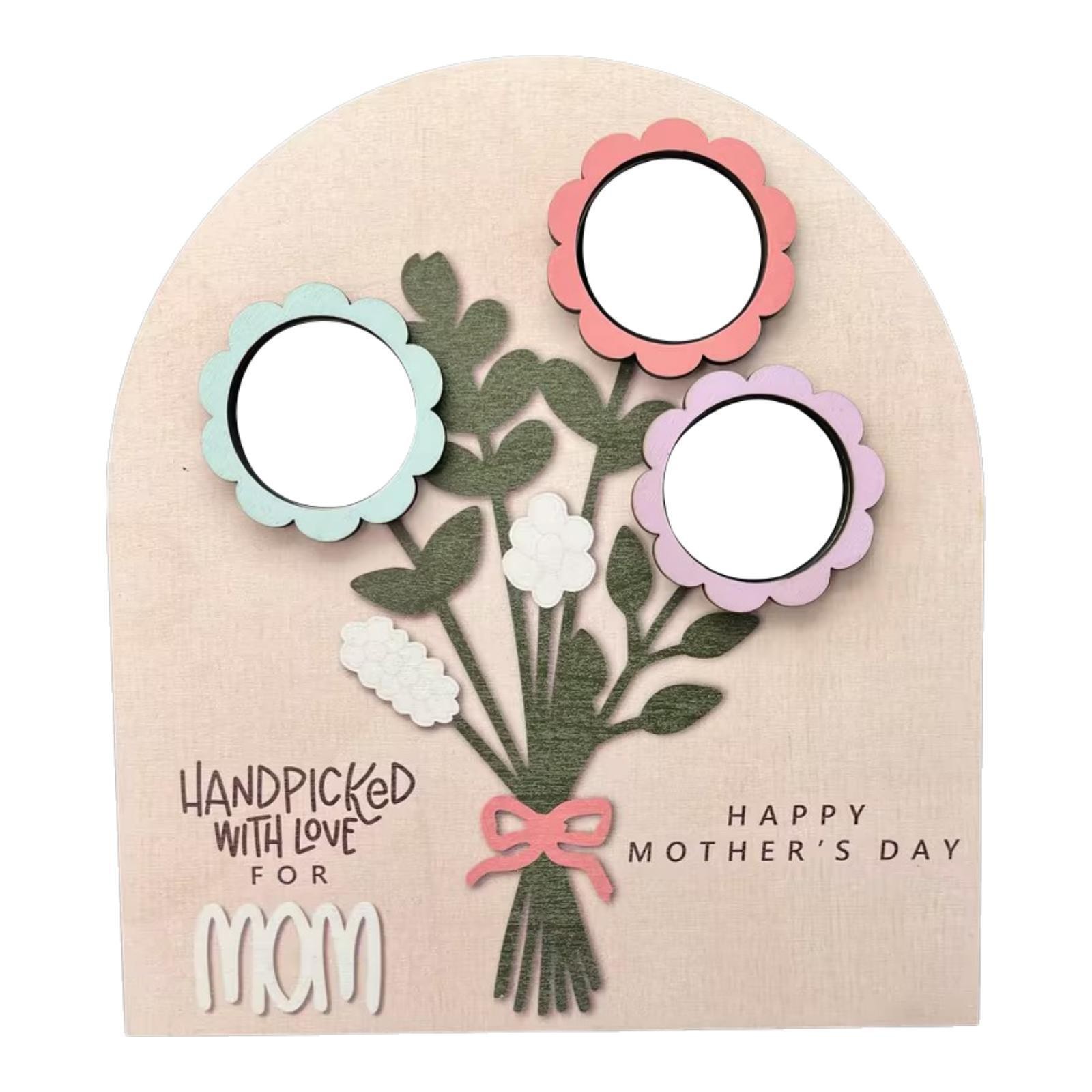Wooden Flower Bouquet Craft Sign Desk Ornament Decorative Rustic Gift Creative