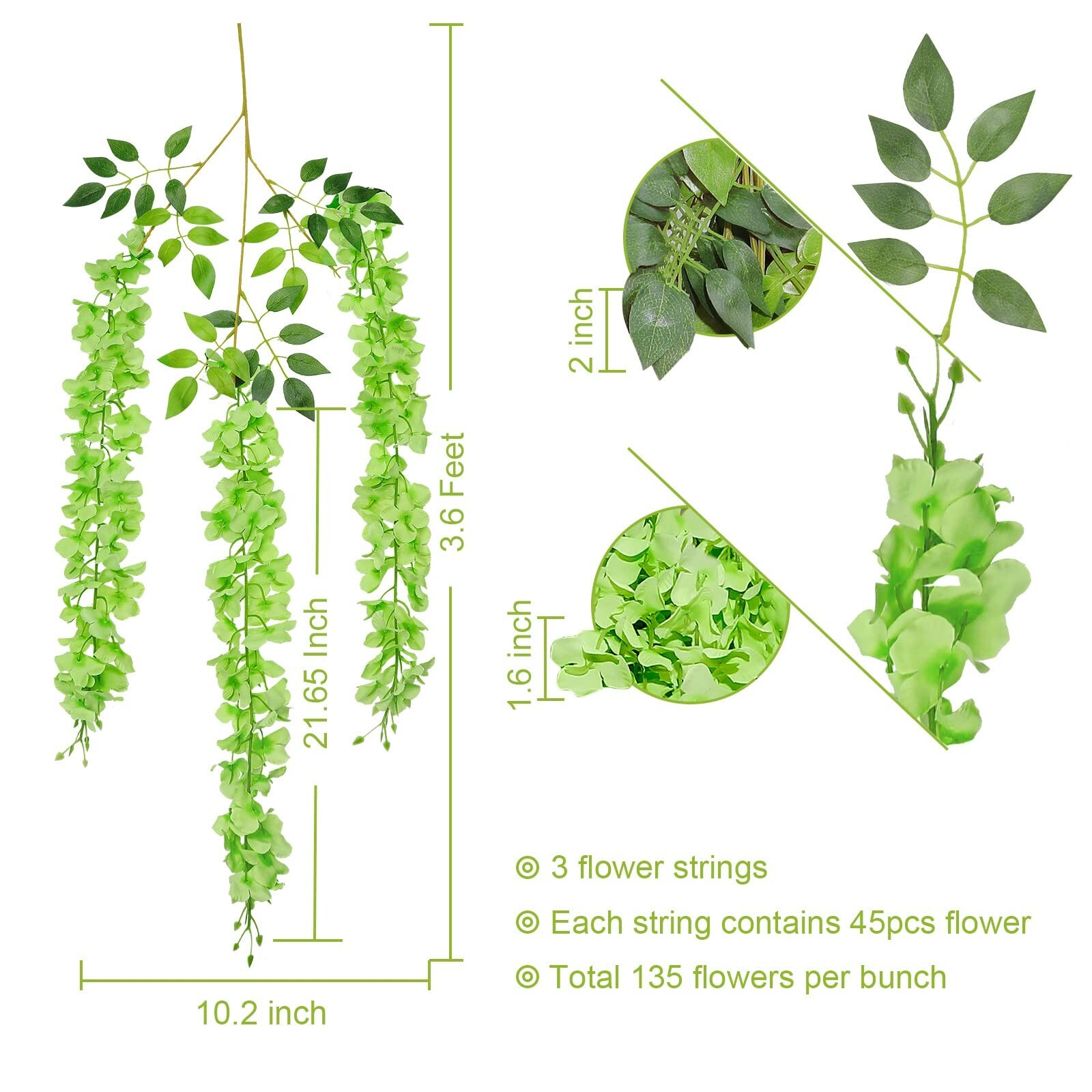 U’Artlines 36 Pack (Total 139 Feet) Artificial Fake Wisteria Vine Rattan Hang…