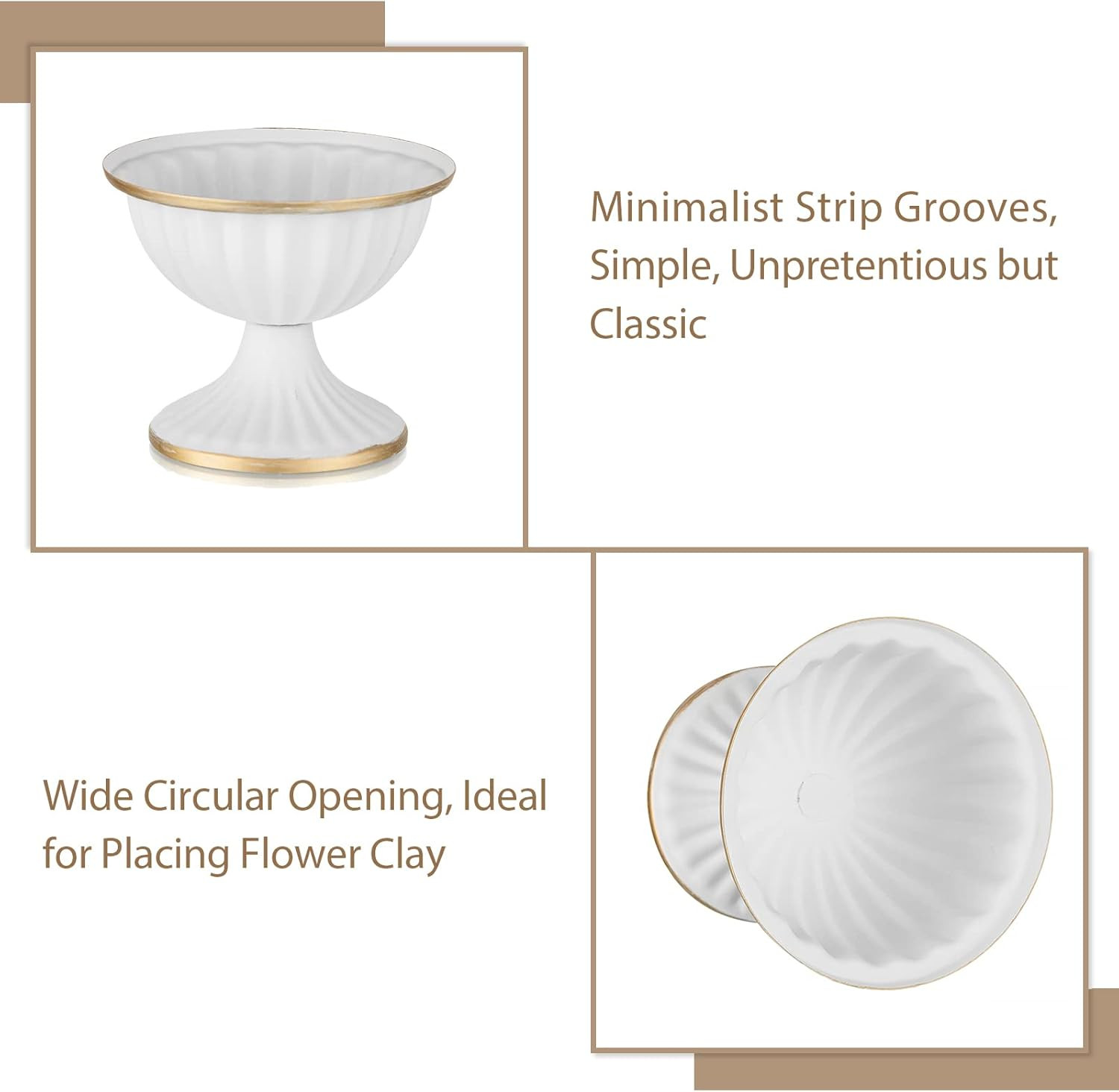 Mini White Flower Pots – 10PC Metal Vases for Home, Wedding & Party Decor