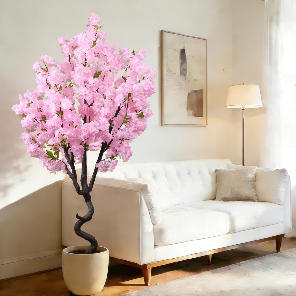 6FT Artificial Pink Cherry Blossom Tree – Faux Floral Decor for Home & Garden