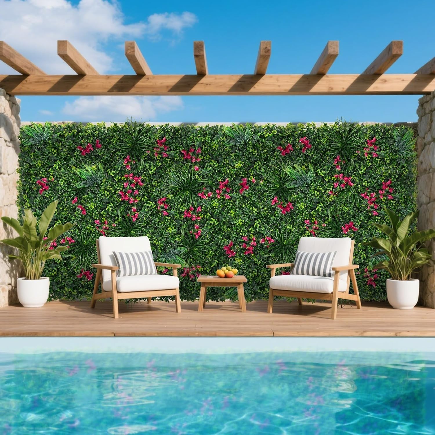12 Piece Mint Green Grass Wall Panels for Indoor/Outdoor Elegance, 20”x20”