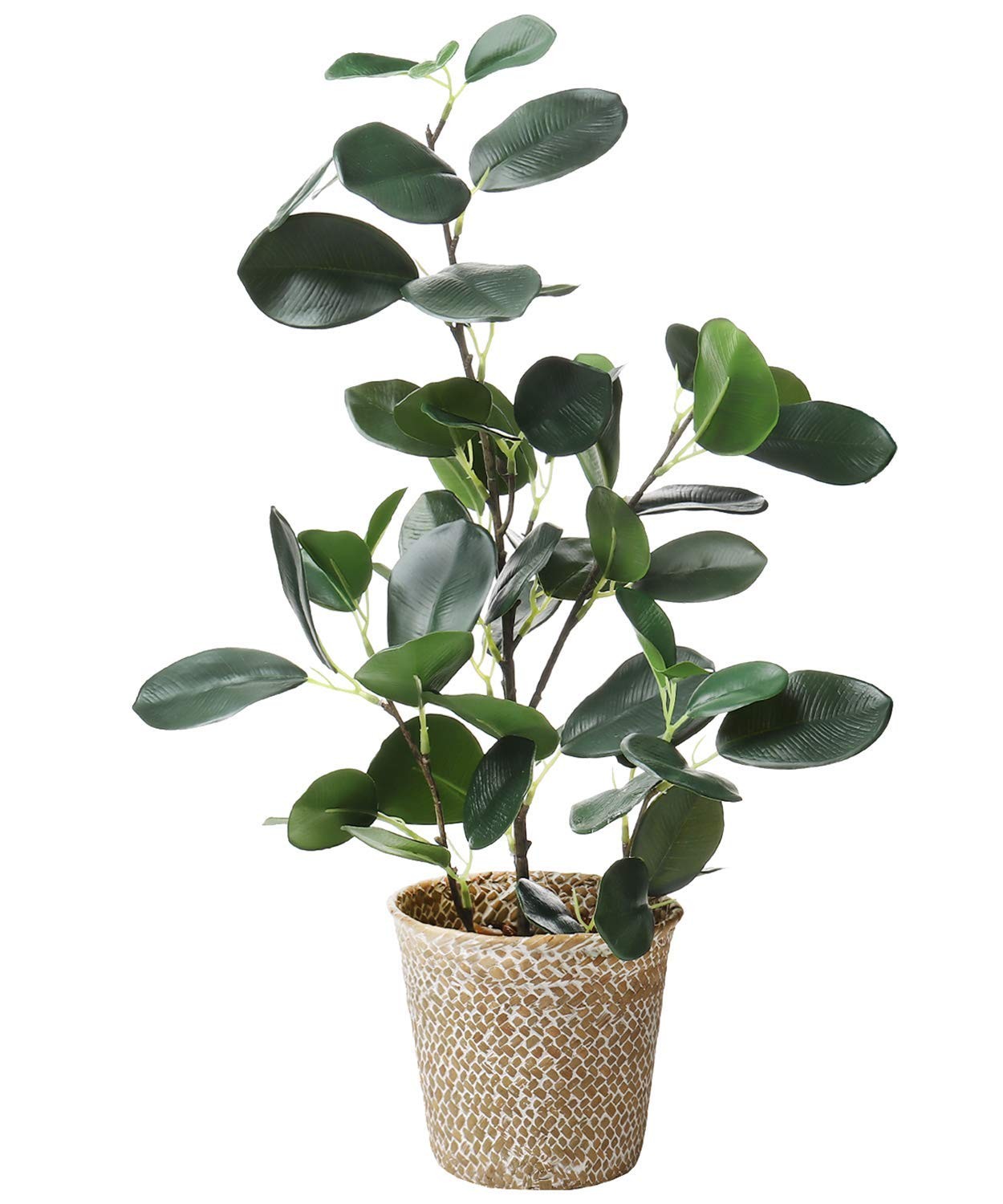 Artificial Ficus Tree Small Fake Plants in Weaved Pot 20″ Height for Living R…