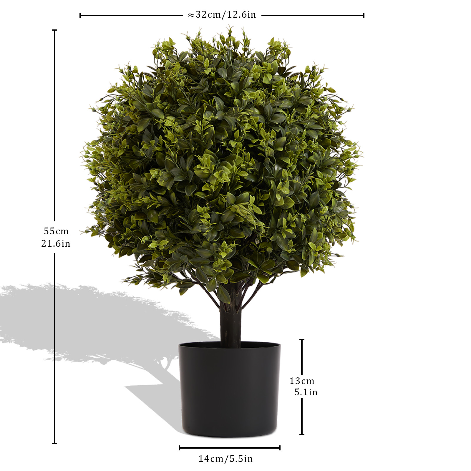 Artificial Ball Topiary Tree in Pot 22″ 2-Piece Set UV Protection Indoor Outdoor