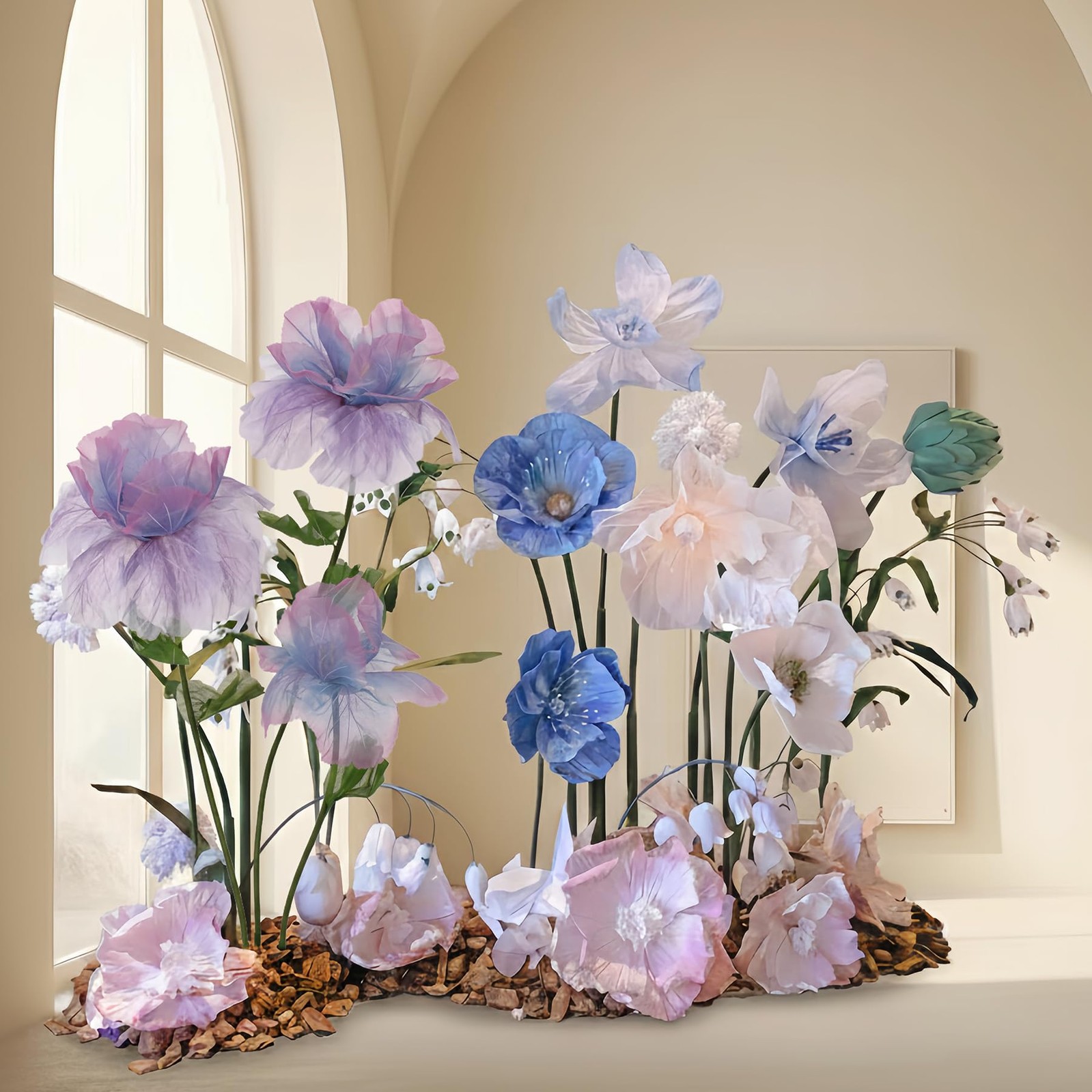 Large Artificial Flowers, 5.58ft Giant Standing Poppy Decorations, Handcrafte…