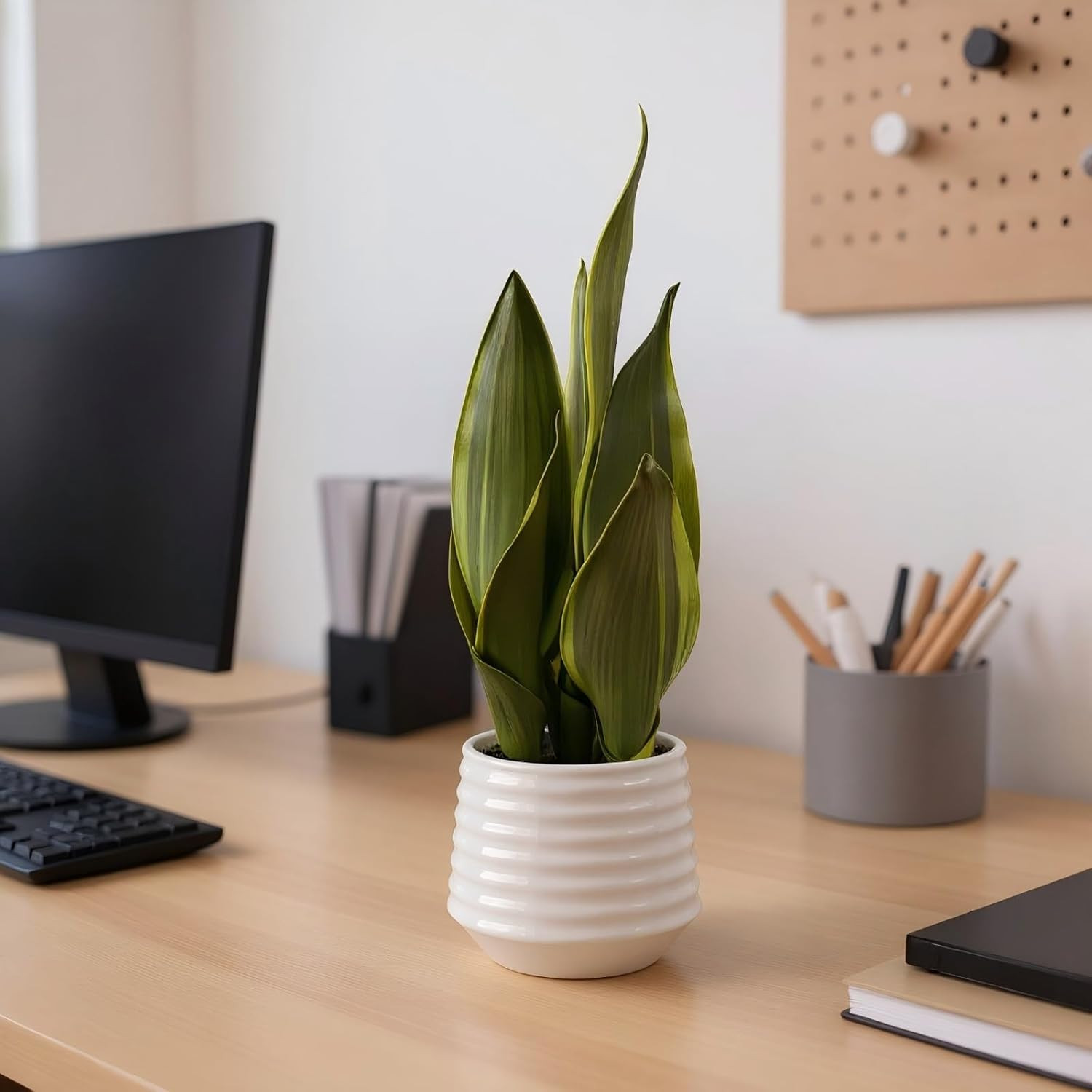 15″ Artificial Snake Plant – Perfect Faux Indoor Decor & Housewarming Gift
