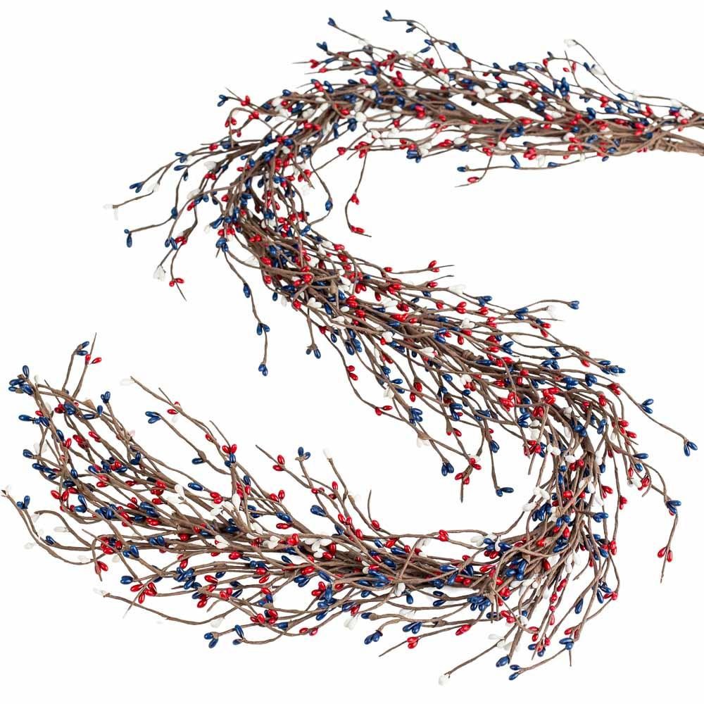 54″ Long Americana Red, White, and Blue Pip Berry Garland