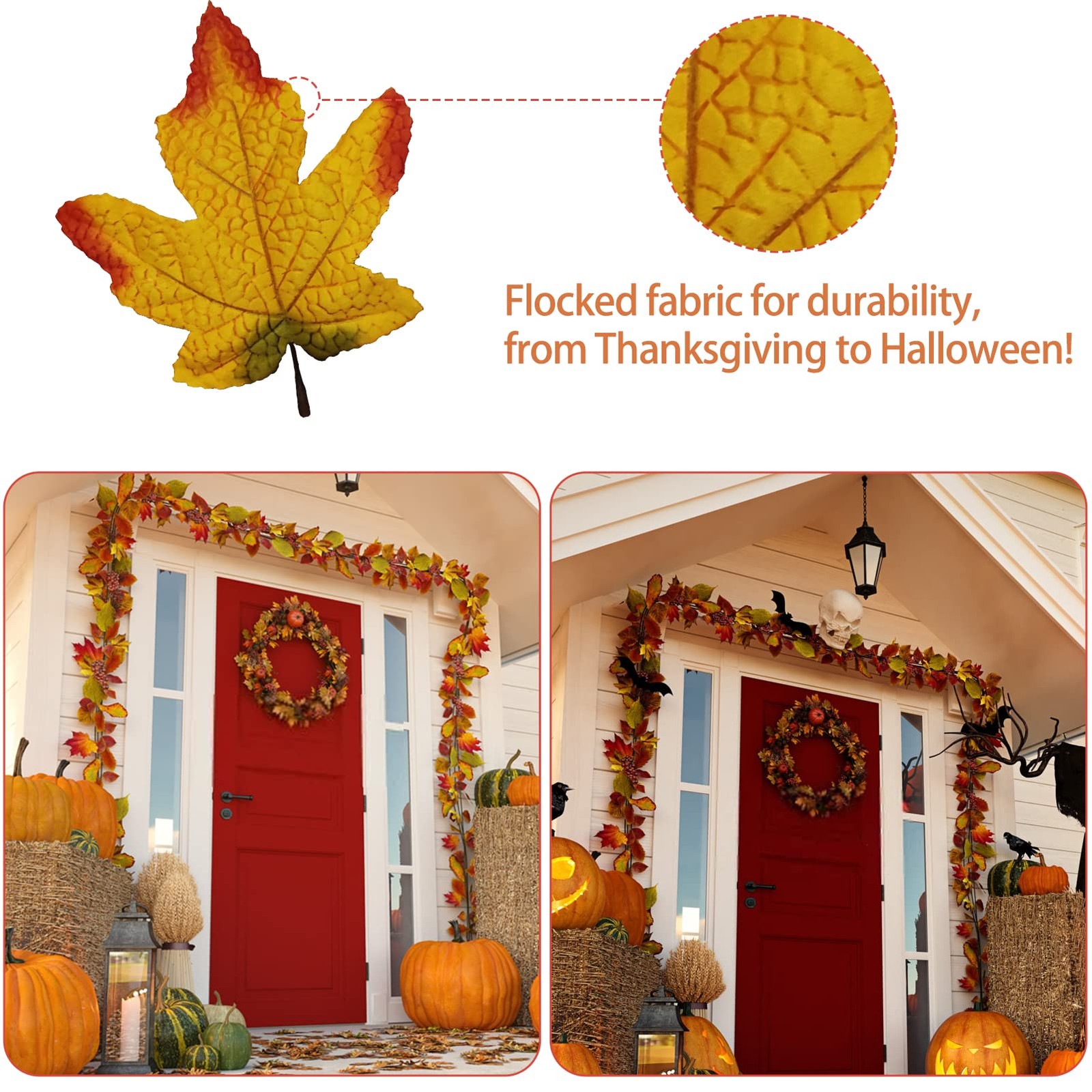 50 PCS Fall Artificial Maple Leaves Assorted Mixed Realistic Crafts Decor