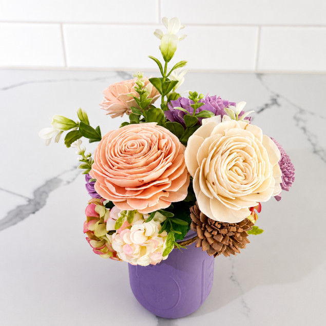 Sola Wood Floral Arrangement 16oz Mason Jar Personalised Custom Home Decor Gift