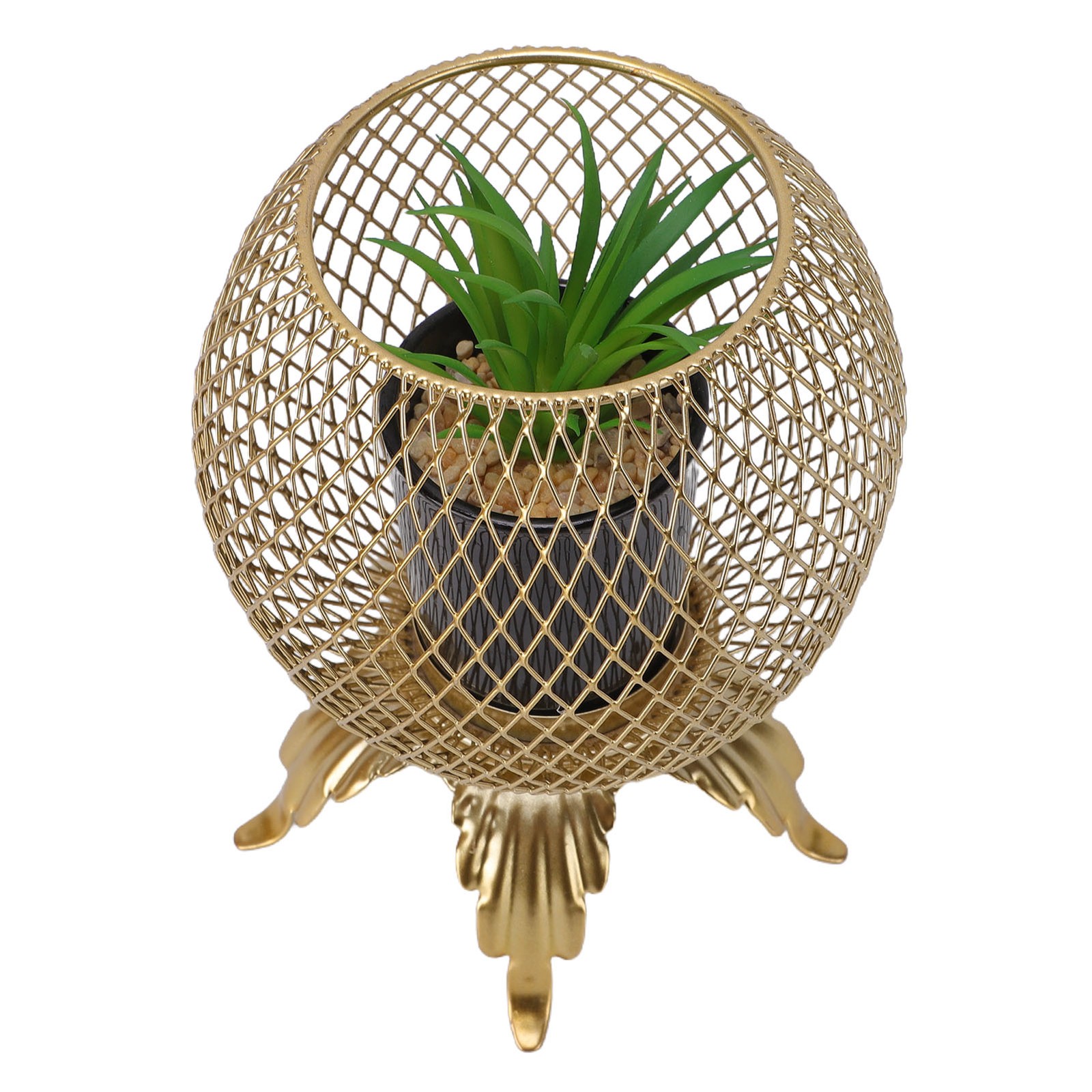 2-Decorative Fake Plant With Metal Cage Indoor Home Entryway Decor