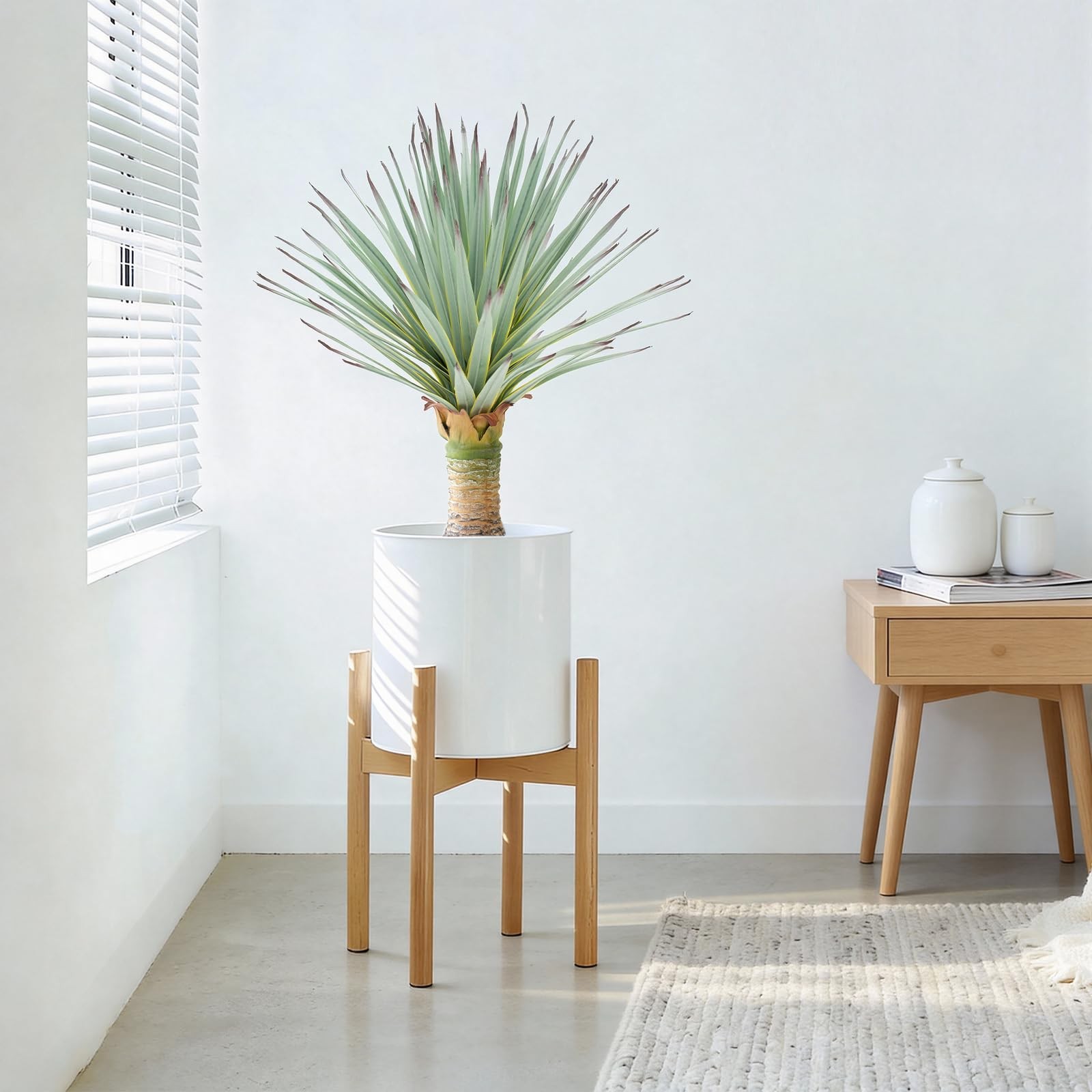 Best 17.7inch Artificial Agave Plant with 100 Leaves Faux Floor Large Fake Black