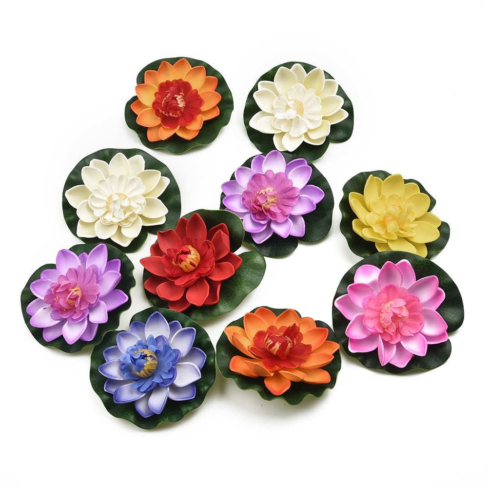 Fake Artificial Lotus Flower Water Lily Floral 10cm/4″ Outdoor decor 10pcs/set