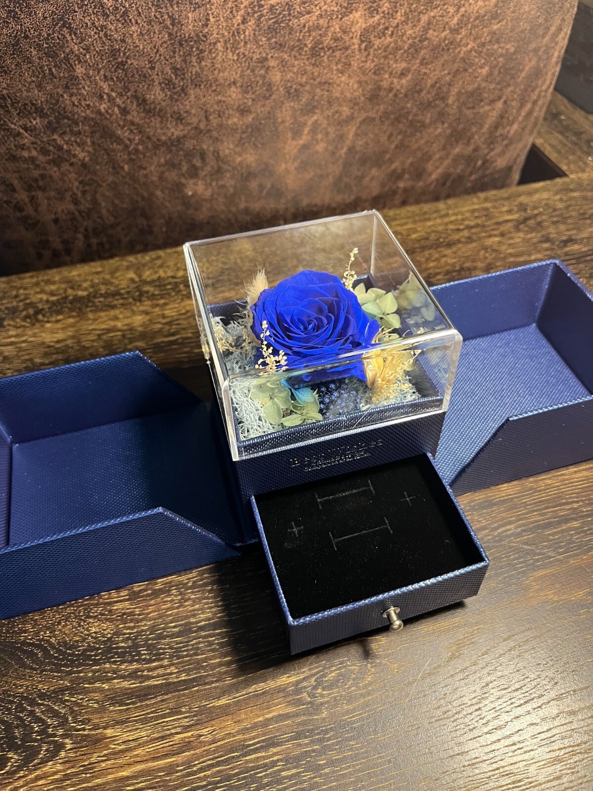 Preserved Eternal Real Rose Flower Gift Box With Jewelry Box Best Wishes