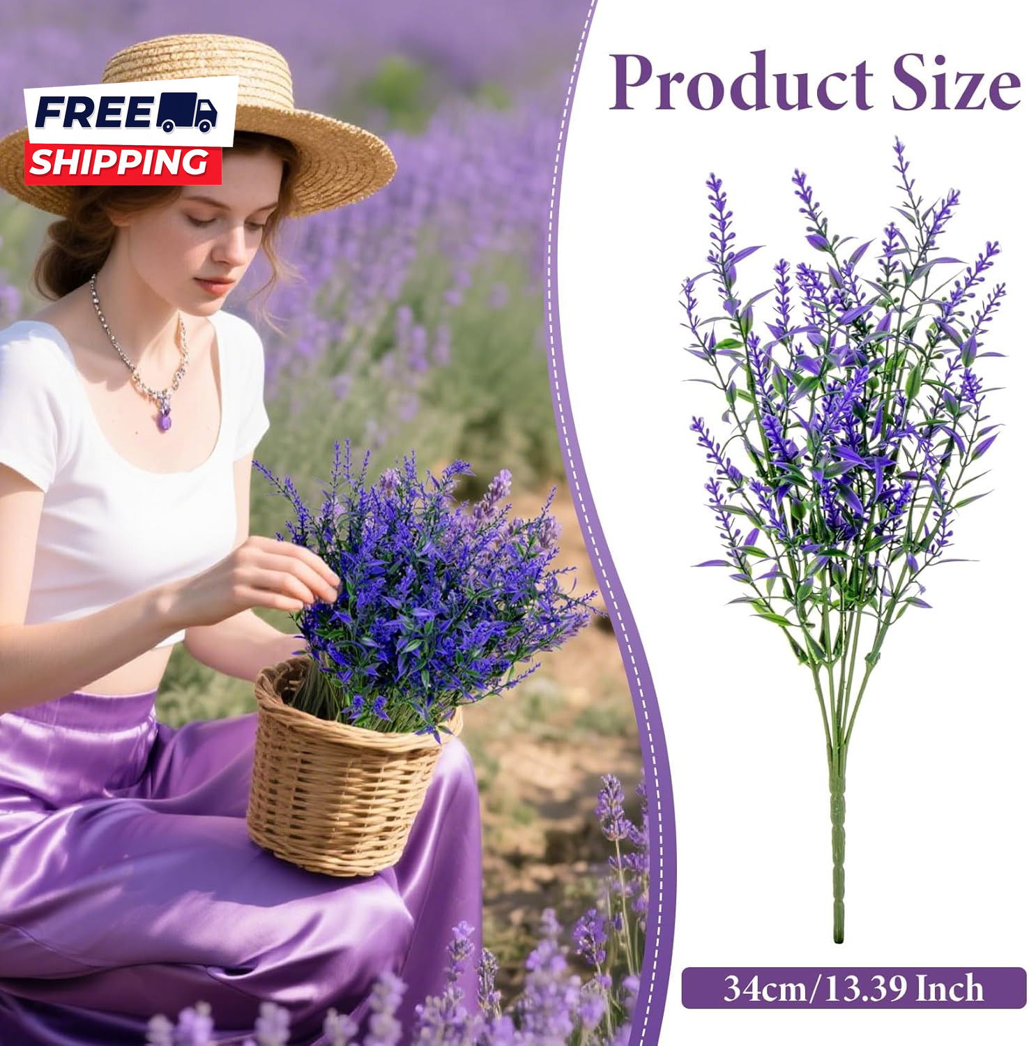 Artificial Lavender Flowers 7 Pcs Artificial Flowers Faux Lavender Plants
