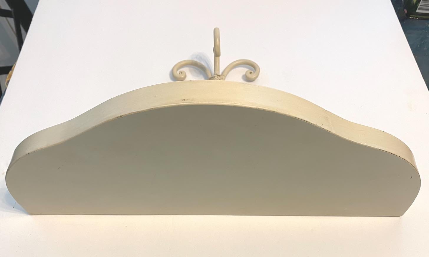 Vintage Ivory Cream off White Metal Floral Flowers Leaves Wall Shelf Beautiful!