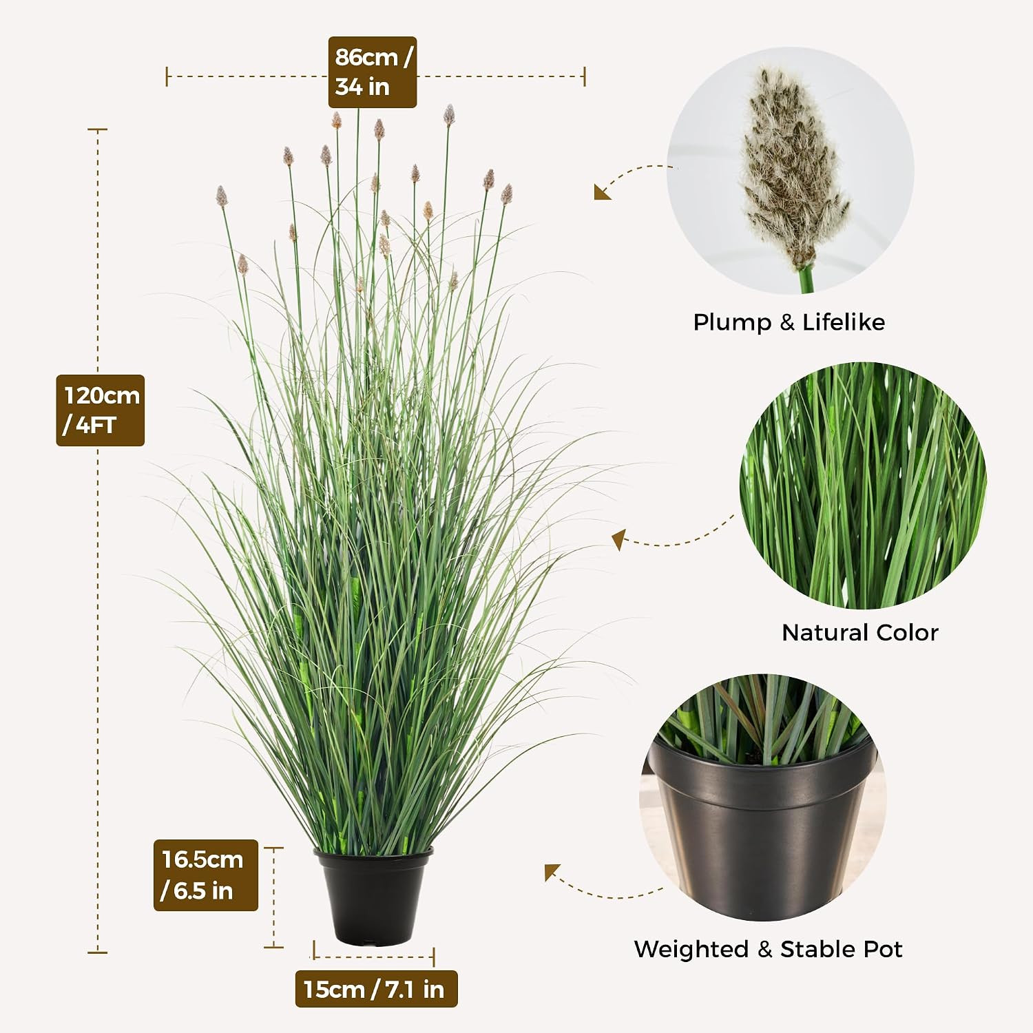 3FT / 4FT Extra Lush Artificial Plant (2Pcs), Luxury Fake Tall Plants with Pot,