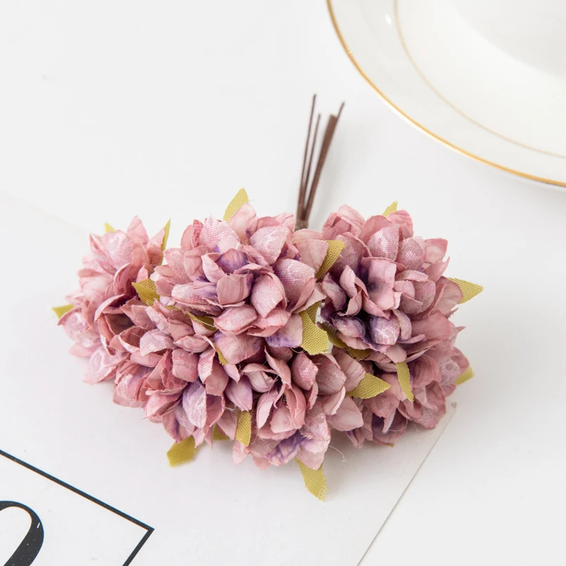 6Pcs/lot 11Cm Mini Silk Artificial Carnation For Christmas DIY Wreath Home Decor