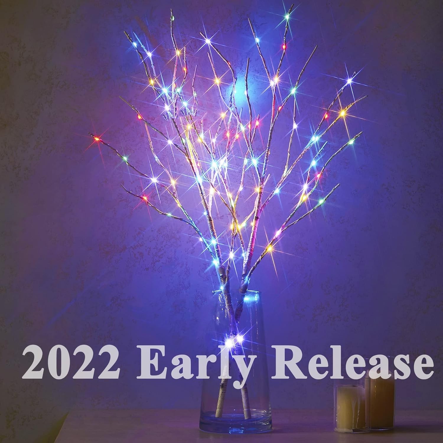Elegant Pre-Lit Birch Branches with Warm White & Color Lights for Any Occasion