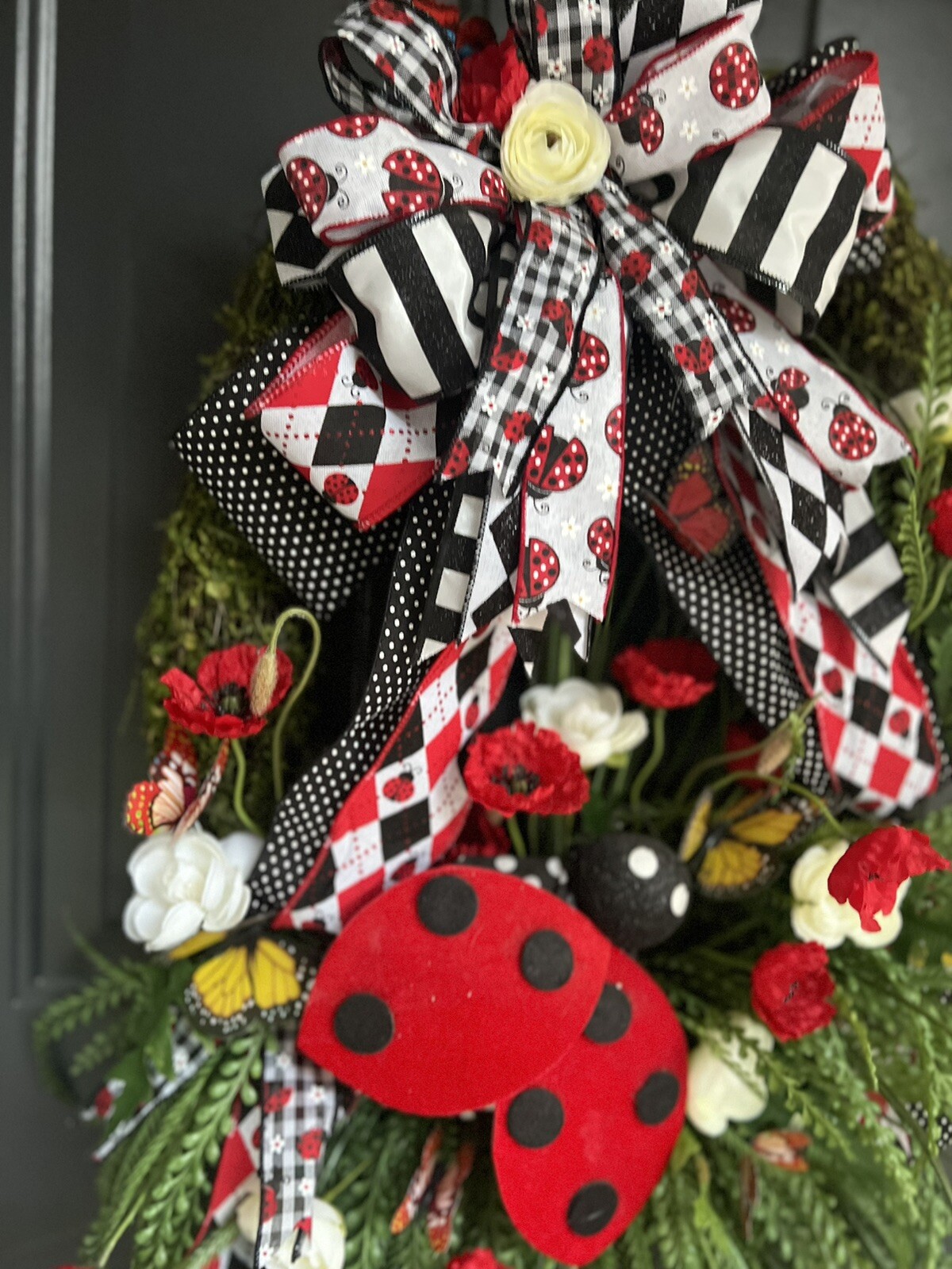 Big Ladybug Wreath, Summer Moss Wreath, Spring Moss Wreath, Wreath For Mom, Gift