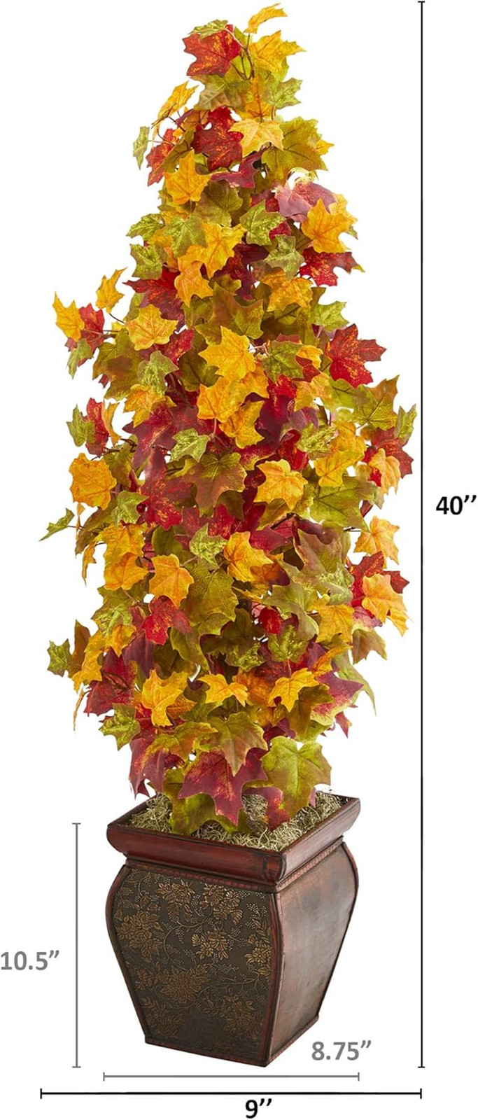 40″ Autumn Maple Silk Tree in Decorative Planter – Vibrant Orange/Yellow