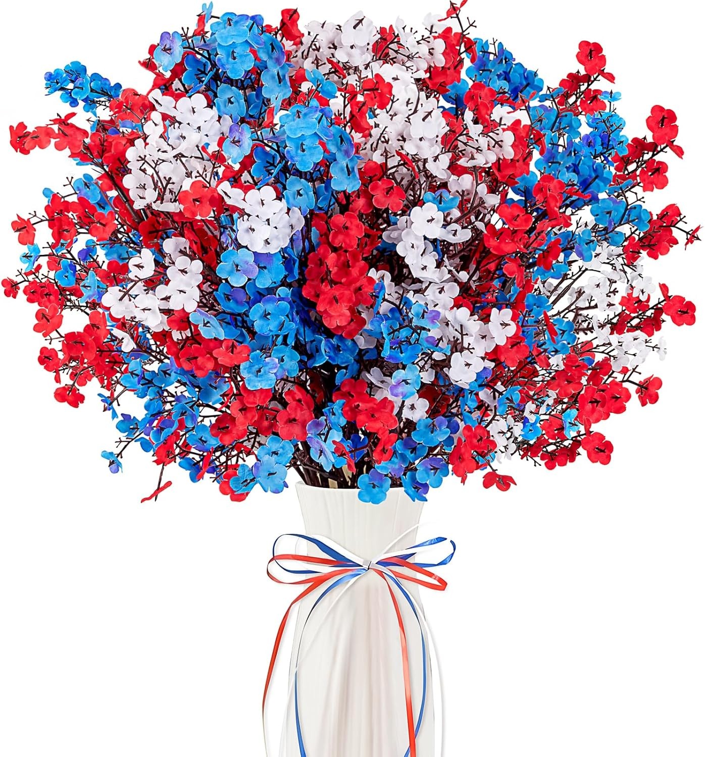 15 Pcs Red Blue White Patriotic Artificial Flowers 4th of July Anniversary Decor