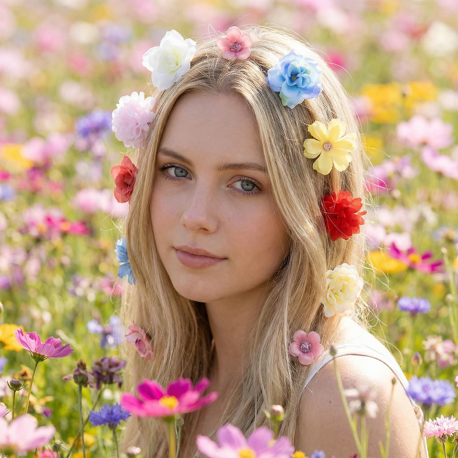 50 PCS Fake Flower Heads Small Artificial Flowers Spring Silk Flowers for Cra…