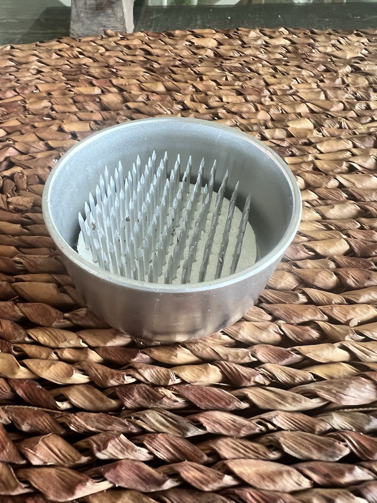 Crate & Barrel Flower Floral Frog 2.5 Inch Round Spiked Aluminum Flower arenger