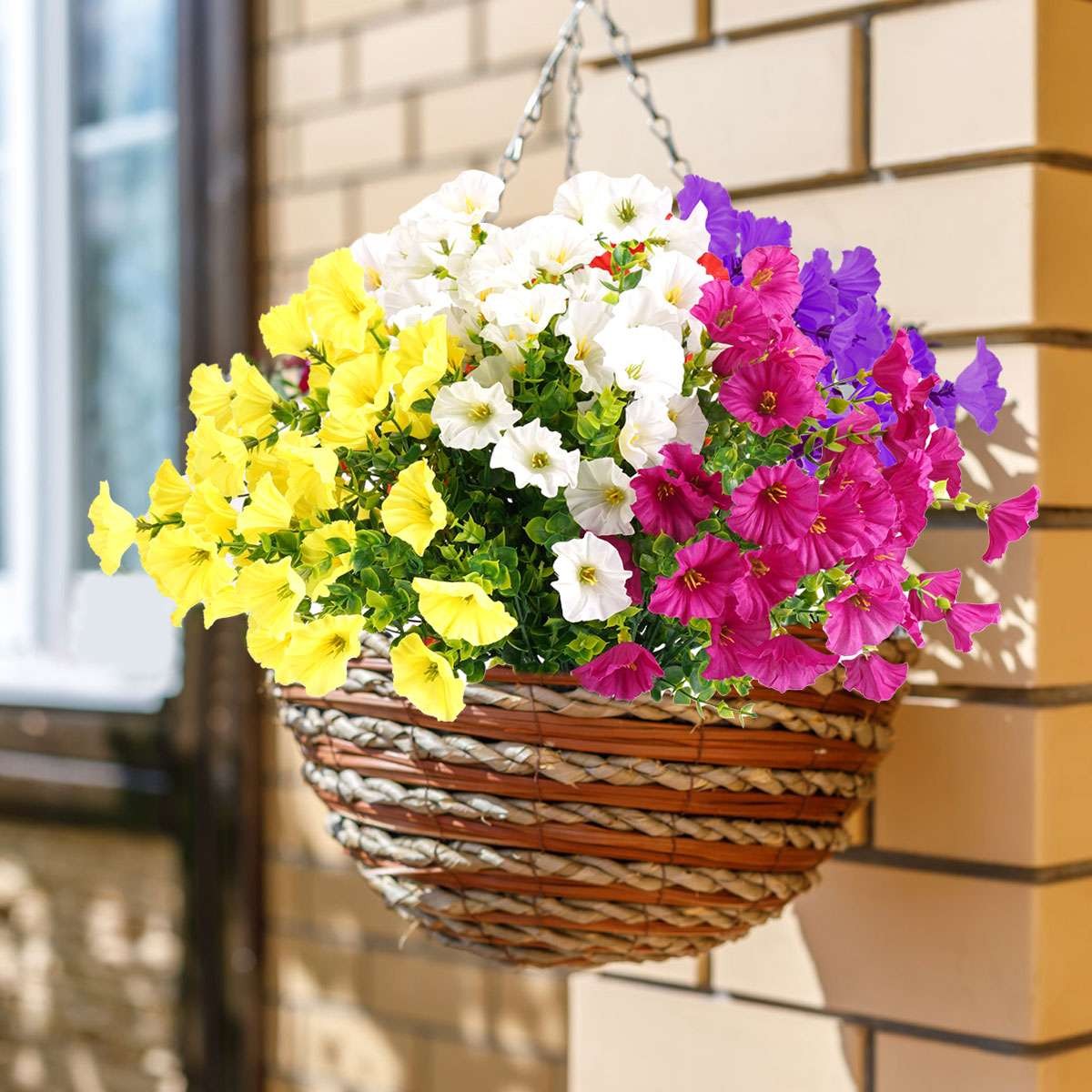 Artificial Fake Flowers Plant for Home Outdoors, 2Pcs Faux Morning Glory Bouquet