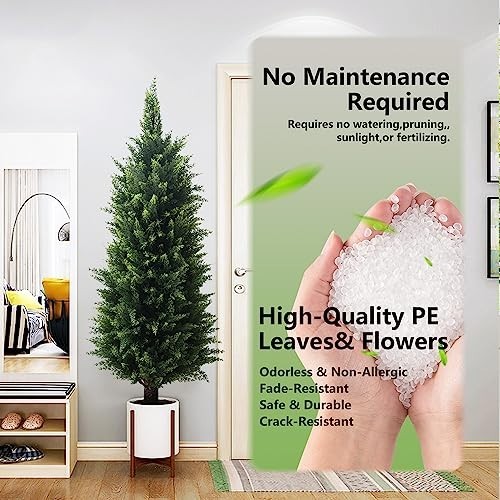 Artificial Cedar Topiary Tree, 2-Set, 3 Feet Tall | UV Protection,lush foliage ,