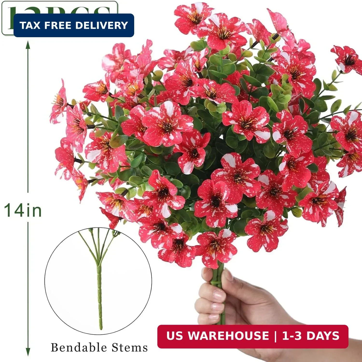 GLIDLION 12 Bundles Artificial Morning Glory & Eucalyptus for Outdoor, Realistic
