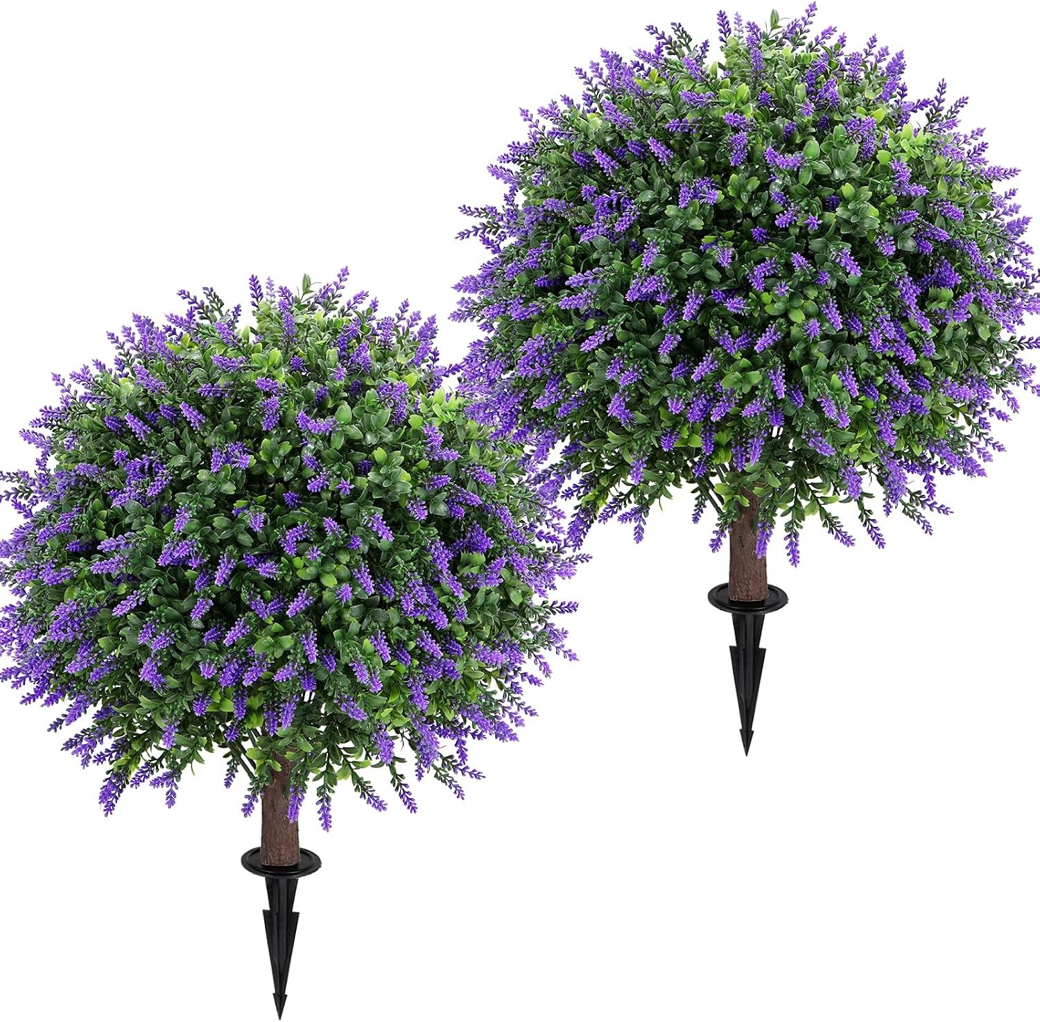 Set of 2 25″ Artificial Lavender Topiary Ball Tree