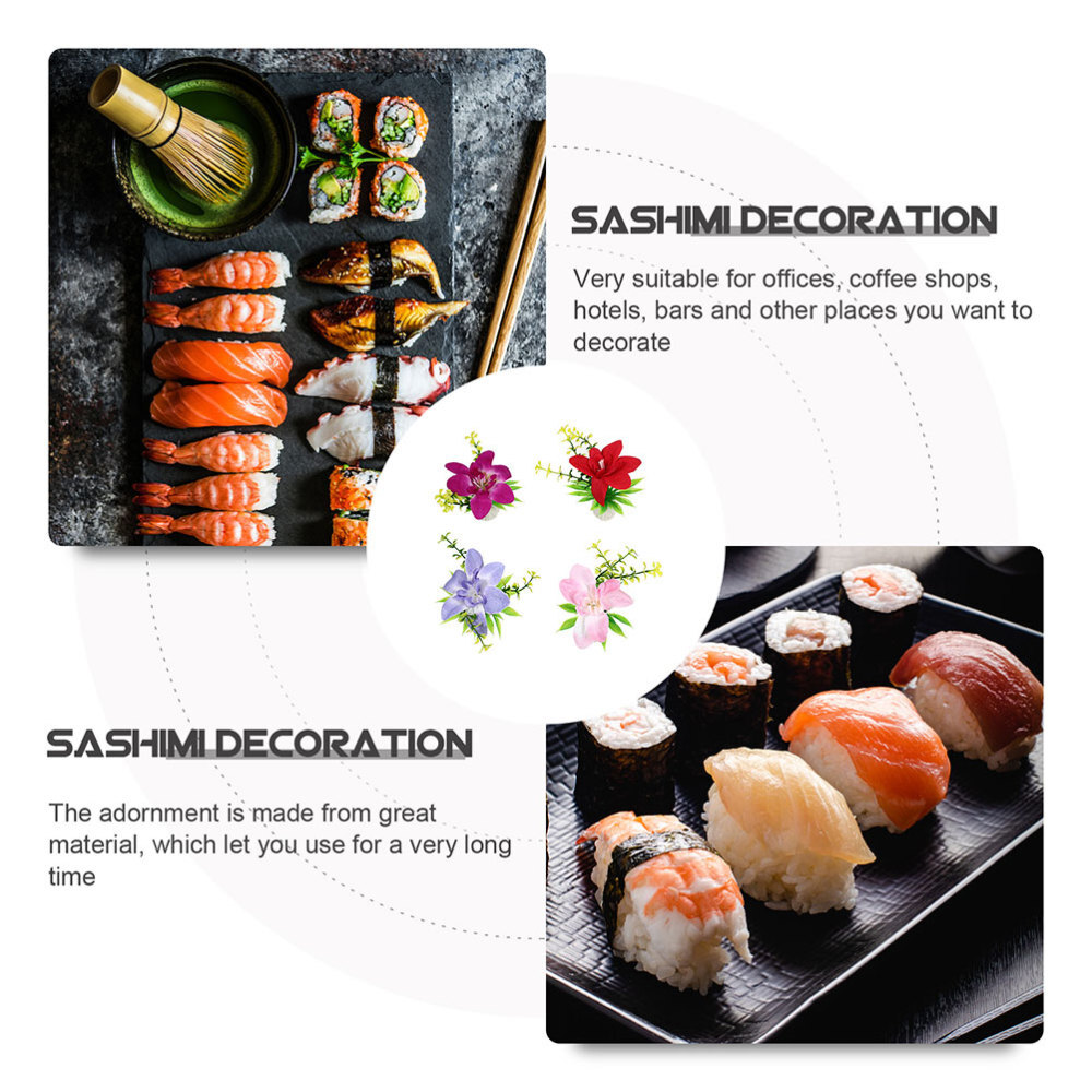 8PCS Delicate Sushi Flowers Decor Flower Decors Desktop Sushi Plate Decors