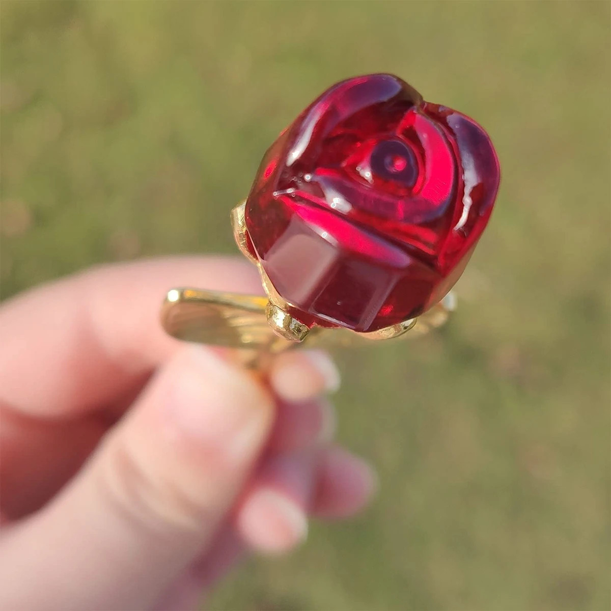 Mini Crystal Glass Rose Flower with Gift Box Aesthetic Artificial Rose Ornament