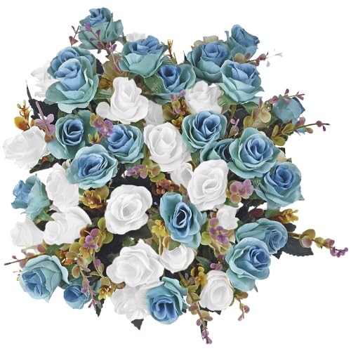 MOOMASS Artificial Flowers,2 Packs of Artificial Roses.24 Little Peacock Green