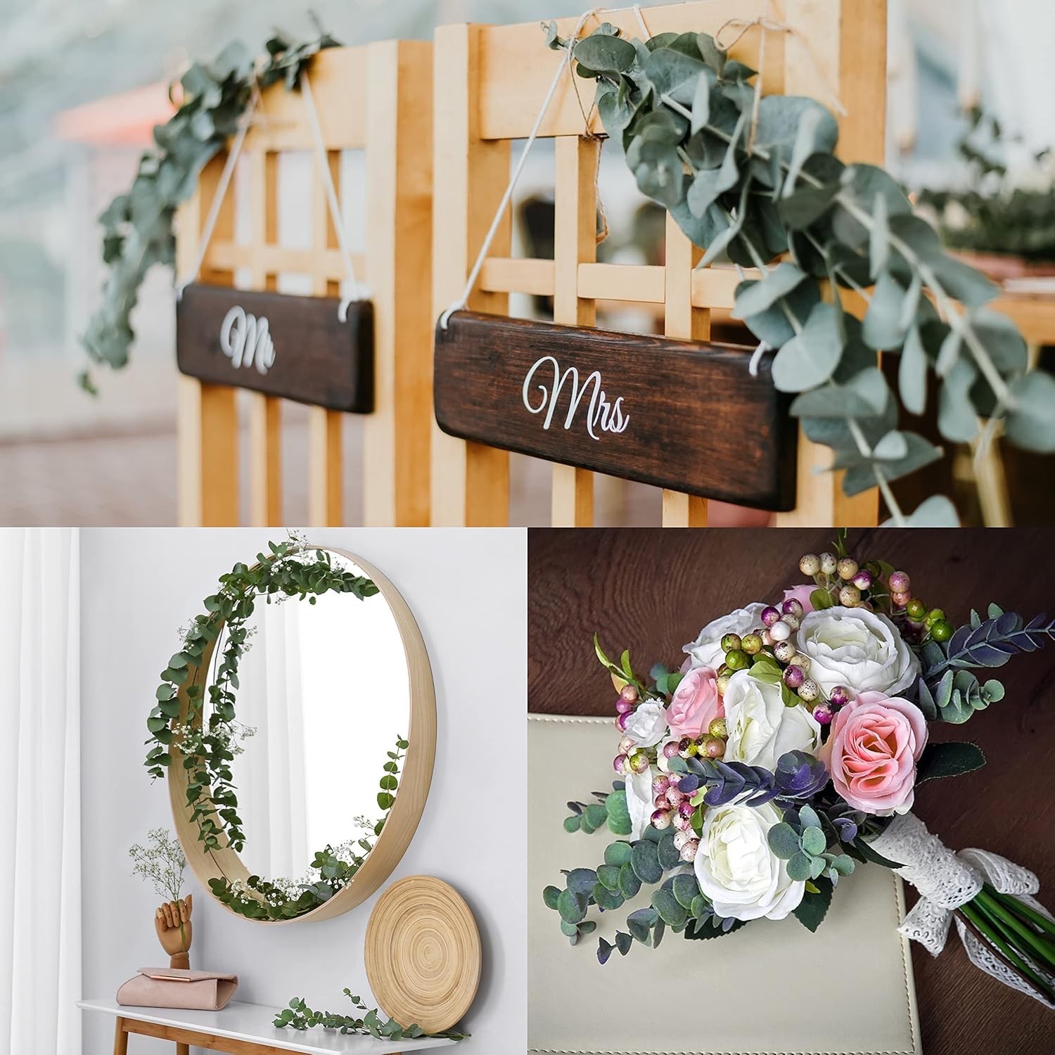 tallos eucalipto artificial hojas falsas para centros de mesa boda decoracion