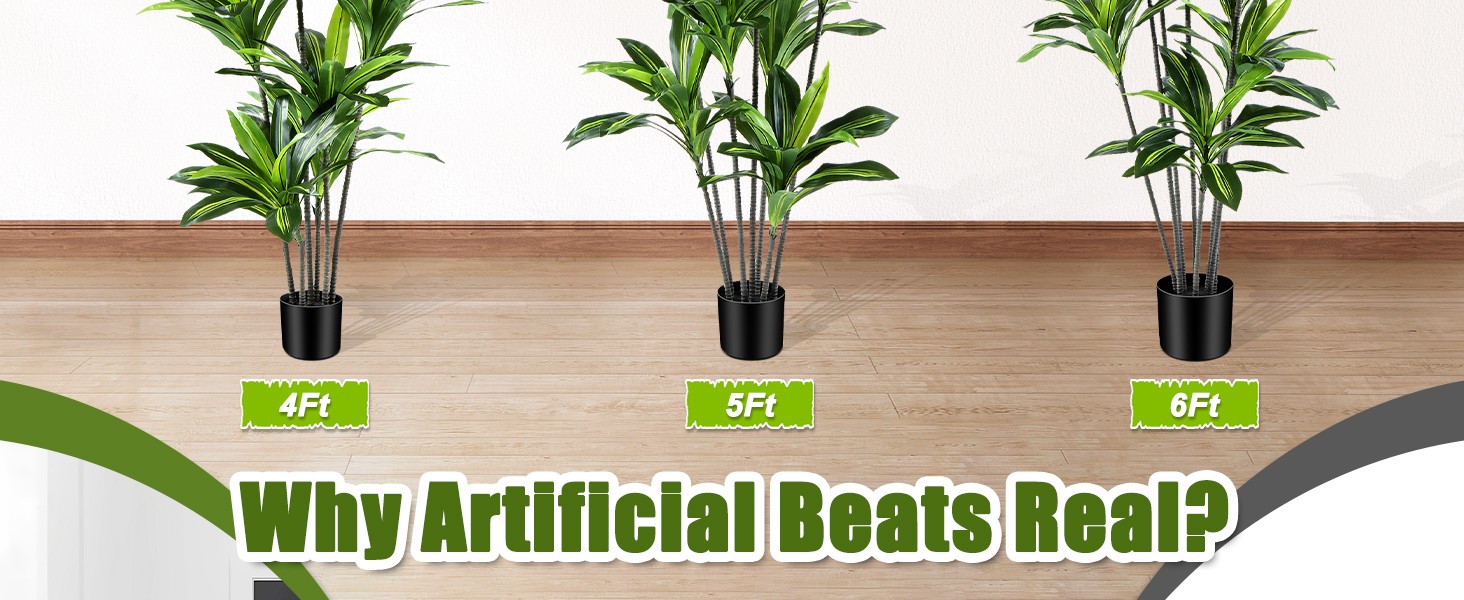 Dracaena Artificial Plant Indoor 5FT – Large Tropical Fake Tree with Lifelike