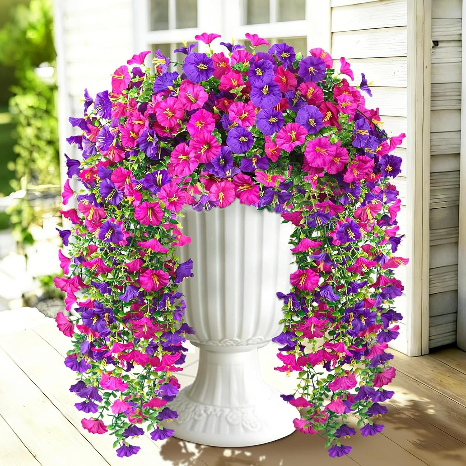 No-Odor Morning Glory Hanging Flowers – Sun-Resistant Faux Silk for All Seasons
