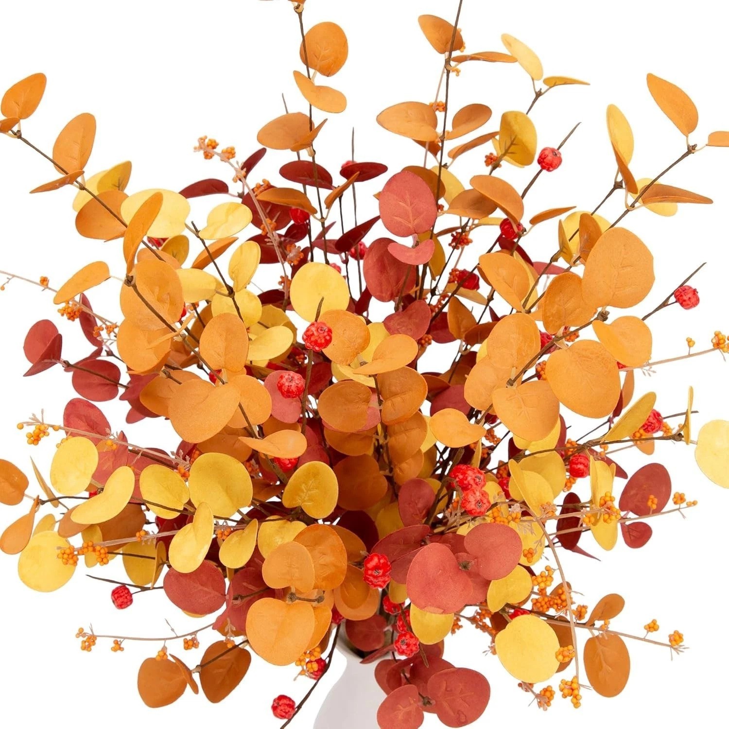 27.5 Inch Faux Silk Eucalyptus Stems Set – Versatile Autumn Floral Arrangements