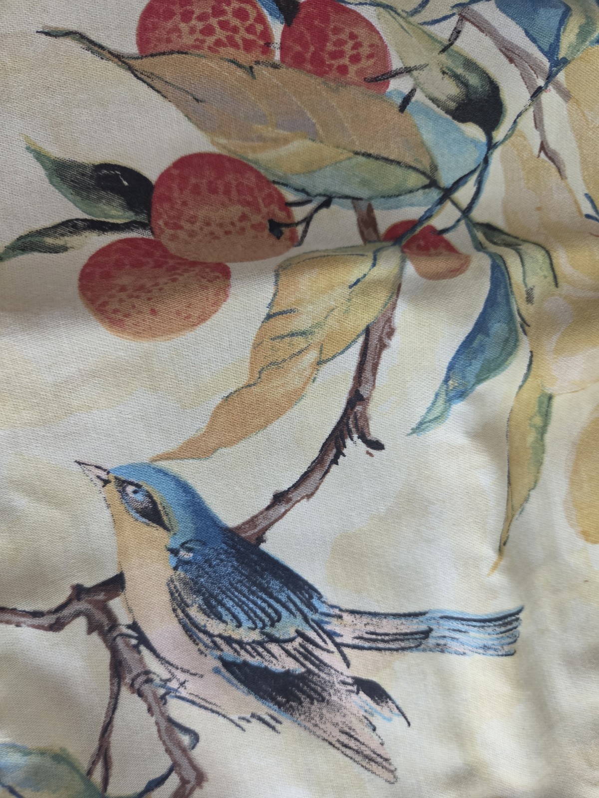 2 Beautiful Bird Floral Pillow Covers 11×14 Jacobean Style Cotton Linen Elegant
