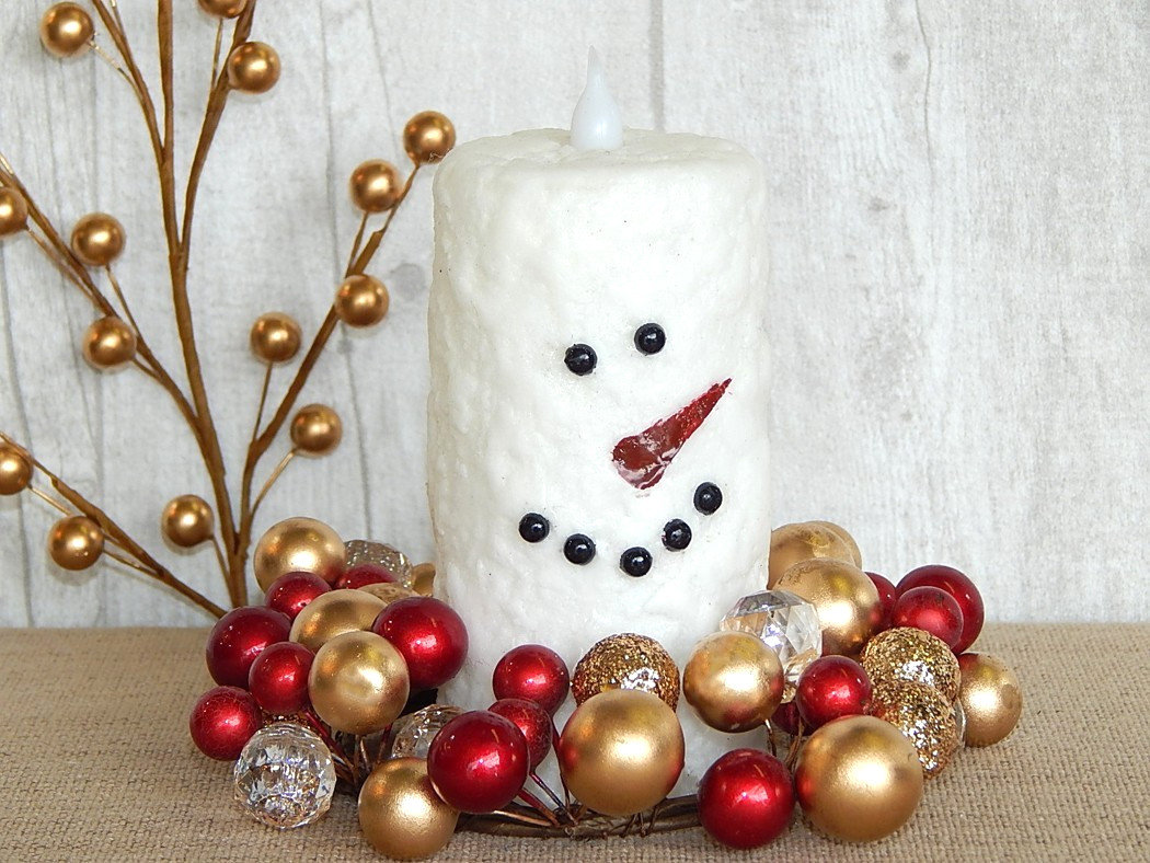 NEW Holiday Beaded Candle Ring – Red Gold Clear Mix 3″ Mini Wreaths