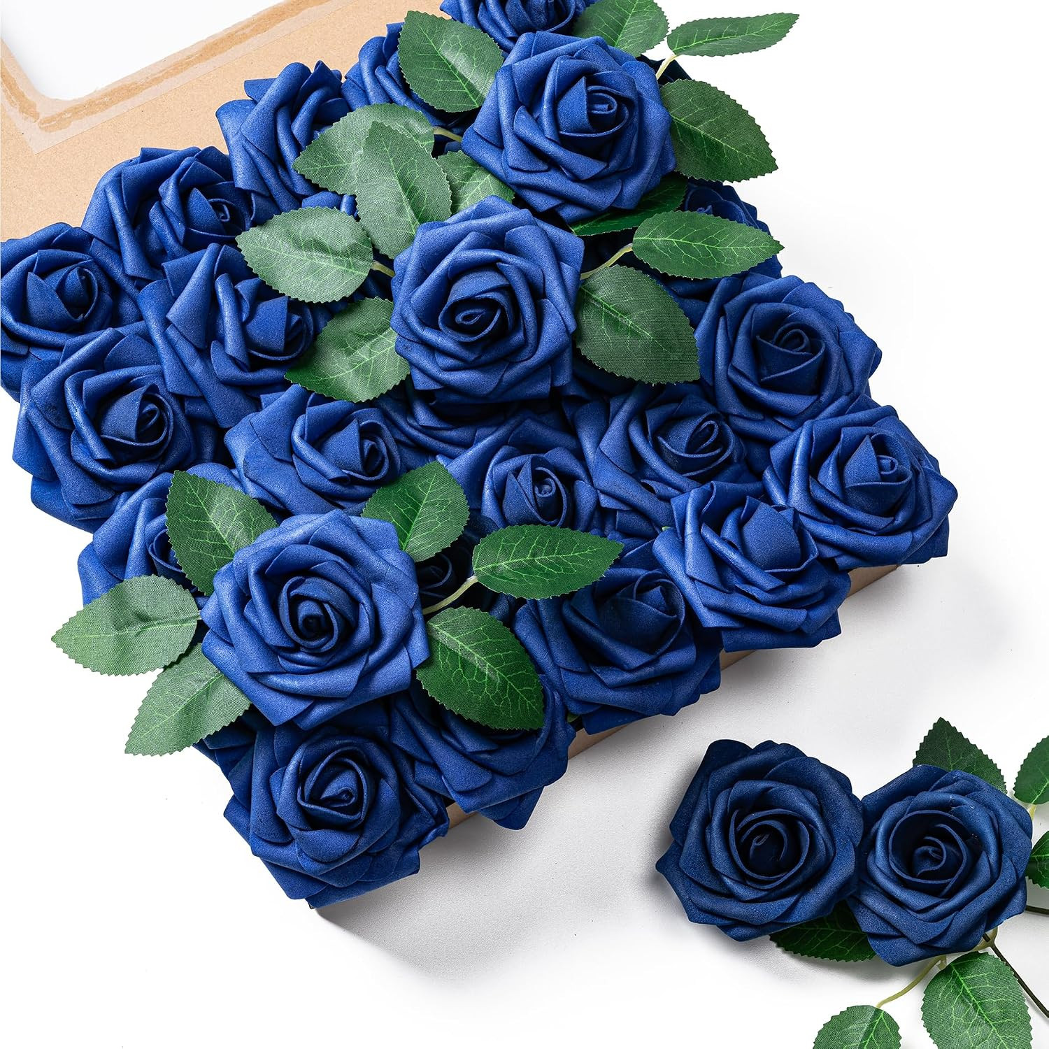 Artificial Flowers 25pcs Foam Fake Roses with Stems for DIY Wedding Bouquets …